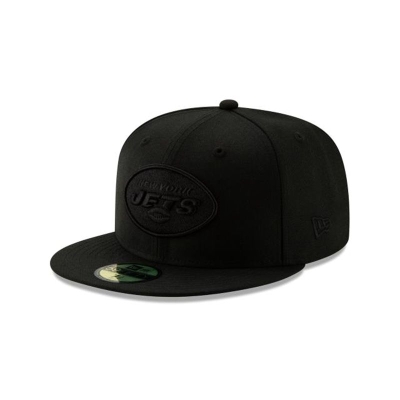 Black New York Jets Hat - New Era NFL Basic Black On Black 59FIFTY Fitted Caps USA9871035